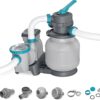 Bestway 1,500 Gallon Sand Filter Pump for 300 to 11,200 Gallon Above Ground Outdoor Swimming Pools with ChemConnect Clean Water Dispenser