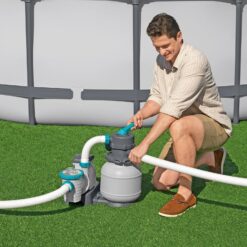 Bestway 1,500 Gallon Sand Filter Pump for 300 to 11,200 Gallon Above Ground Outdoor Swimming Pools with ChemConnect Clean Water Dispenser