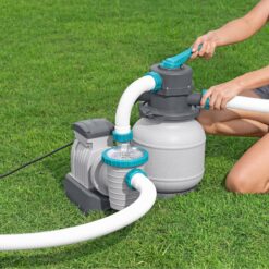 Bestway 1,500 Gallon Sand Filter Pump for 300 to 11,200 Gallon Above Ground Outdoor Swimming Pools with ChemConnect Clean Water Dispenser