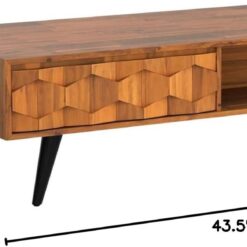 Bme Georgina Solid Wood Coffee Tables for Living Room, Coffee Table Mid Century Modern, Teak Brown