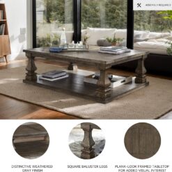 Signature Design by Ashley Johnelle Farmhouse Coffee Table with Weathered Gray Finish, Gray