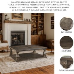 Signature Design by Ashley Johnelle Farmhouse Coffee Table with Weathered Gray Finish, Gray