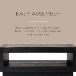 Maven Lane Artemis Large 2 Tier Contemporary Rectangle Wooden Center Coffee Table with Shelf Storage, Black