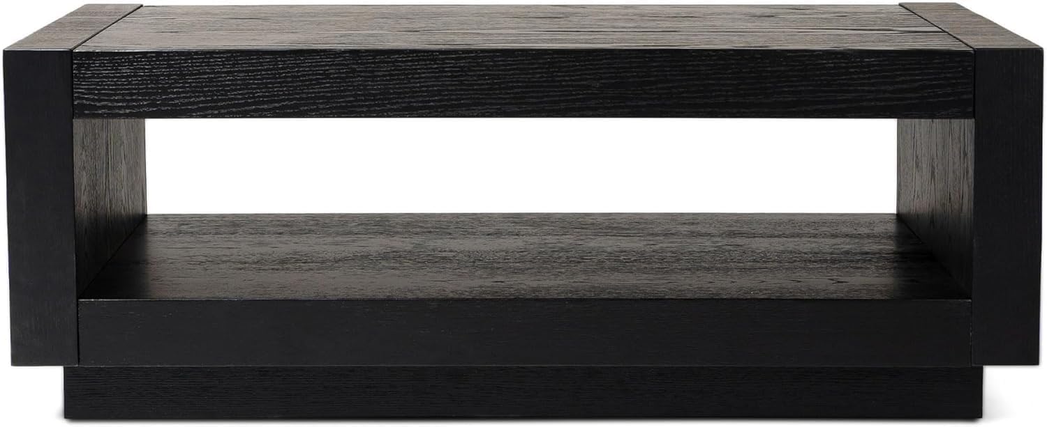 Maven Lane Artemis Large 2 Tier Contemporary Rectangle Wooden Center Coffee Table with Shelf Storage, Black