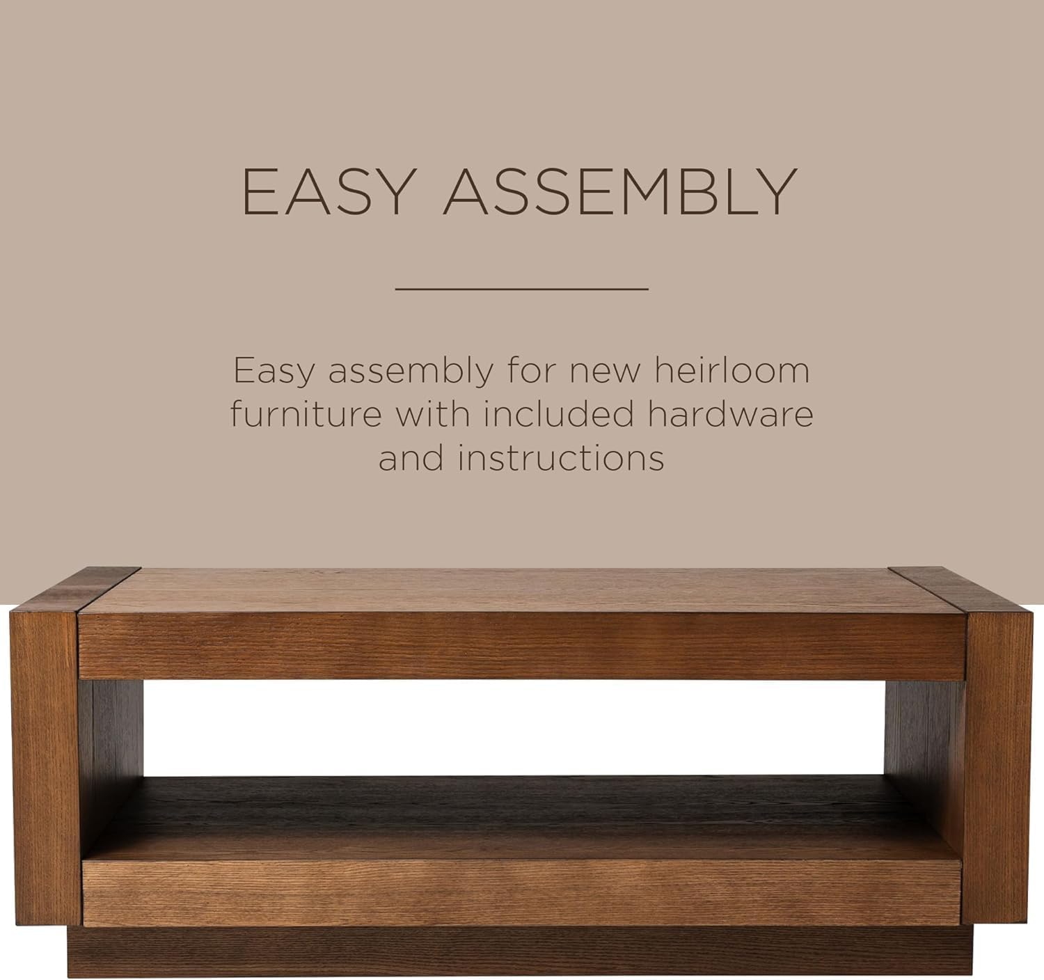 Maven Lane Artemis Large 2 Tier Contemporary Rectangle Wooden Center Coffee Table with Shelf Storage, Brown