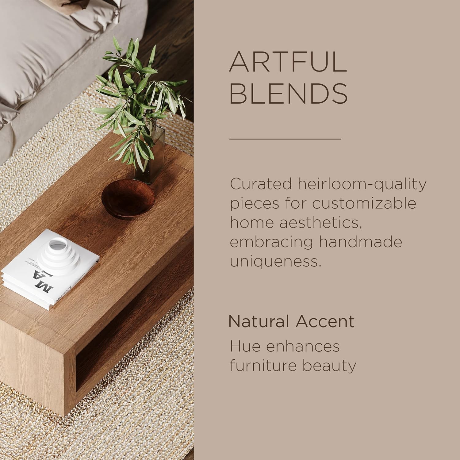 Maven Lane Artemis Large 2 Tier Contemporary Rectangle Wooden Center Coffee Table with Shelf Storage, Brown