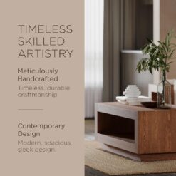 Maven Lane Artemis Large 2 Tier Contemporary Rectangle Wooden Center Coffee Table with Shelf Storage, Brown