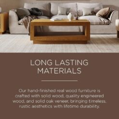Maven Lane Artemis Large 2 Tier Contemporary Rectangle Wooden Center Coffee Table with Shelf Storage, Natural