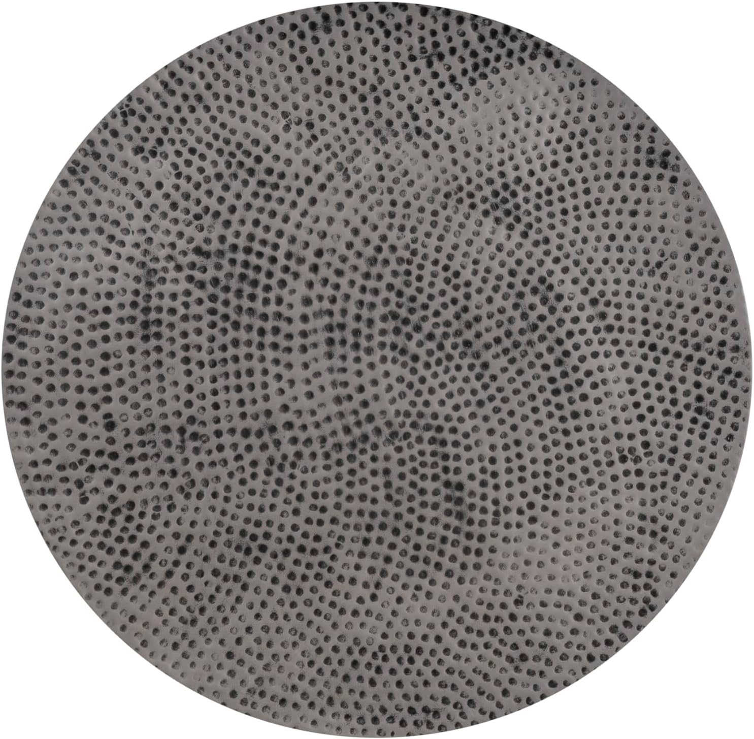 Modern Round Aluminum Hammered Embossed Texturing, Metal Drum Coffee Table with Removable Lid for Storage, Gray