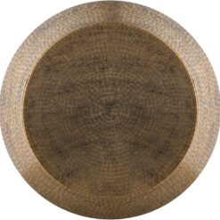Modern Cylindrical Aluminum Hammered Embossed Texturing, Metal Drum Coffee Table with Removable Lid for Storage, Brass