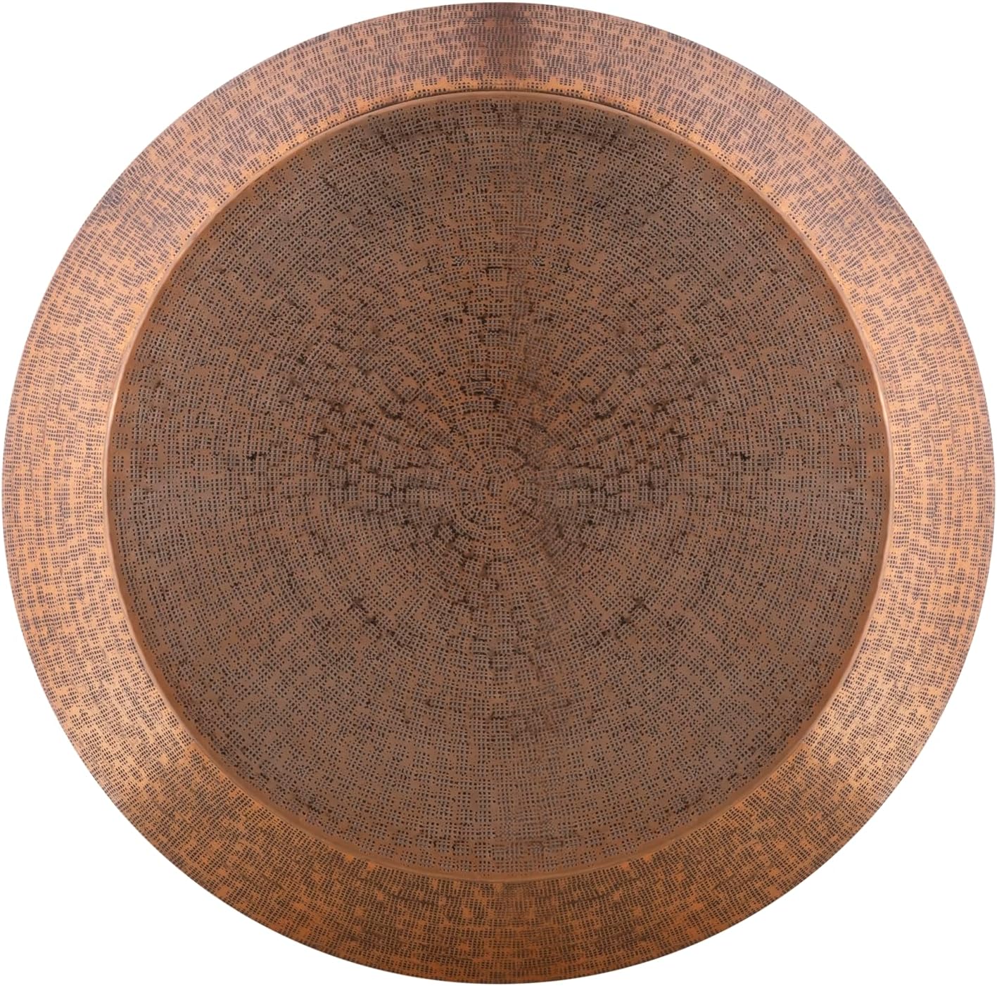 Modern Cylindrical Aluminum Hammered Embossed Texturing, Metal Drum Coffee Table with Removable Lid for Storage, Copper