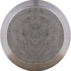 Modern Cylindrical Aluminum Hammered Embossed Texturing, Metal Drum Coffee Table with Removable Lid for Storage, Gray