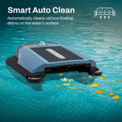 Betta Flex Solar-Powered Robotic Pool Skimmer – Cordless with Dual Cleaning Modes, Soft-Touch Pool Protection (Blue)