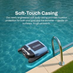 Betta Flex Solar-Powered Robotic Pool Skimmer – Cordless with Dual Cleaning Modes, Soft-Touch Pool Protection (Blue)