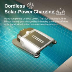 Betta Flex Solar-Powered Robotic Pool Skimmer – Cordless with Dual Cleaning Modes, Soft-Touch Pool Protection (Grey)