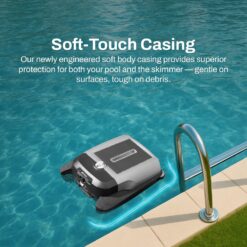 Betta Flex Solar-Powered Robotic Pool Skimmer – Cordless with Dual Cleaning Modes, Soft-Touch Pool Protection (Grey)
