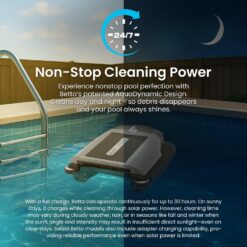 Betta Flex Solar-Powered Robotic Pool Skimmer – Cordless with Dual Cleaning Modes, Soft-Touch Pool Protection (Grey)