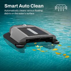 Betta Flex Solar-Powered Robotic Pool Skimmer – Cordless with Dual Cleaning Modes, Soft-Touch Pool Protection (Grey)