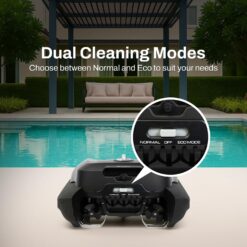 Betta Flex Solar-Powered Robotic Pool Skimmer – Cordless with Dual Cleaning Modes, Soft-Touch Pool Protection (Grey)