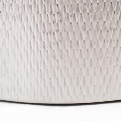 Modern Accent Cylindrical Round Coffee Table with Black Top and Hammered Gold Metal Base, Silver