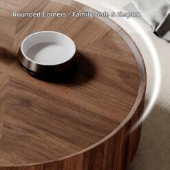 ASTMZIO Luxury Solid Wood Coffee Table with Hidden Drawer, Premium Walnut Finish (35.43