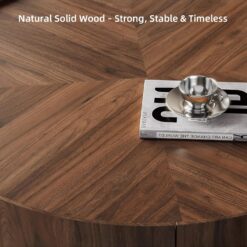 ASTMZIO Luxury Solid Wood Coffee Table with Hidden Drawer, Premium Walnut Finish (35.43