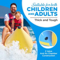SereneLife Person Inflatable Banana Boat, Tough and Thick, Reinforced Seats and Foot Areas, 6 Riders