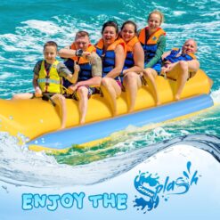 SereneLife Person Inflatable Banana Boat, Tough and Thick, Reinforced Seats and Foot Areas, 6 Riders