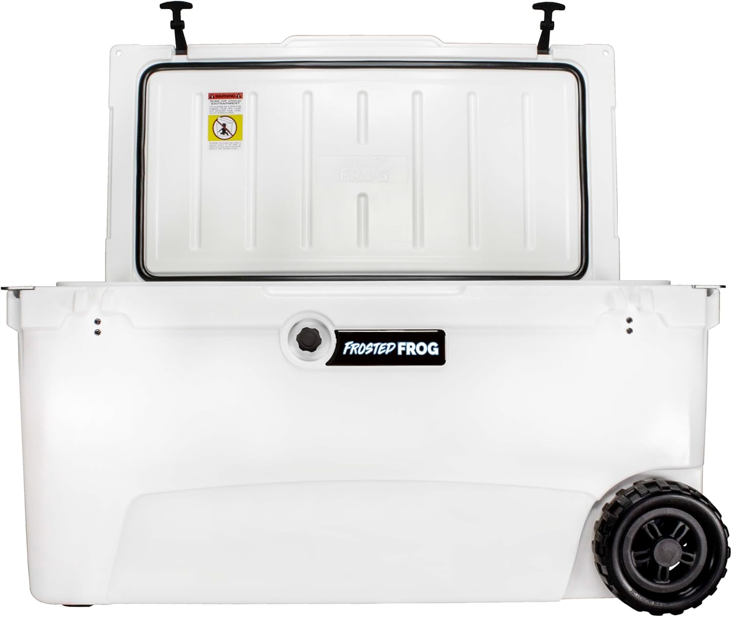 Original 110 Quart Ice Chest Heavy Duty High Performance Roto-Molded Commercial Grade Insulated Cooler with Wheels, White