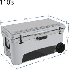 Original 110 Quart Ice Chest Heavy Duty High Performance Roto-Molded Commercial Grade Insulated Cooler with Wheels, White
