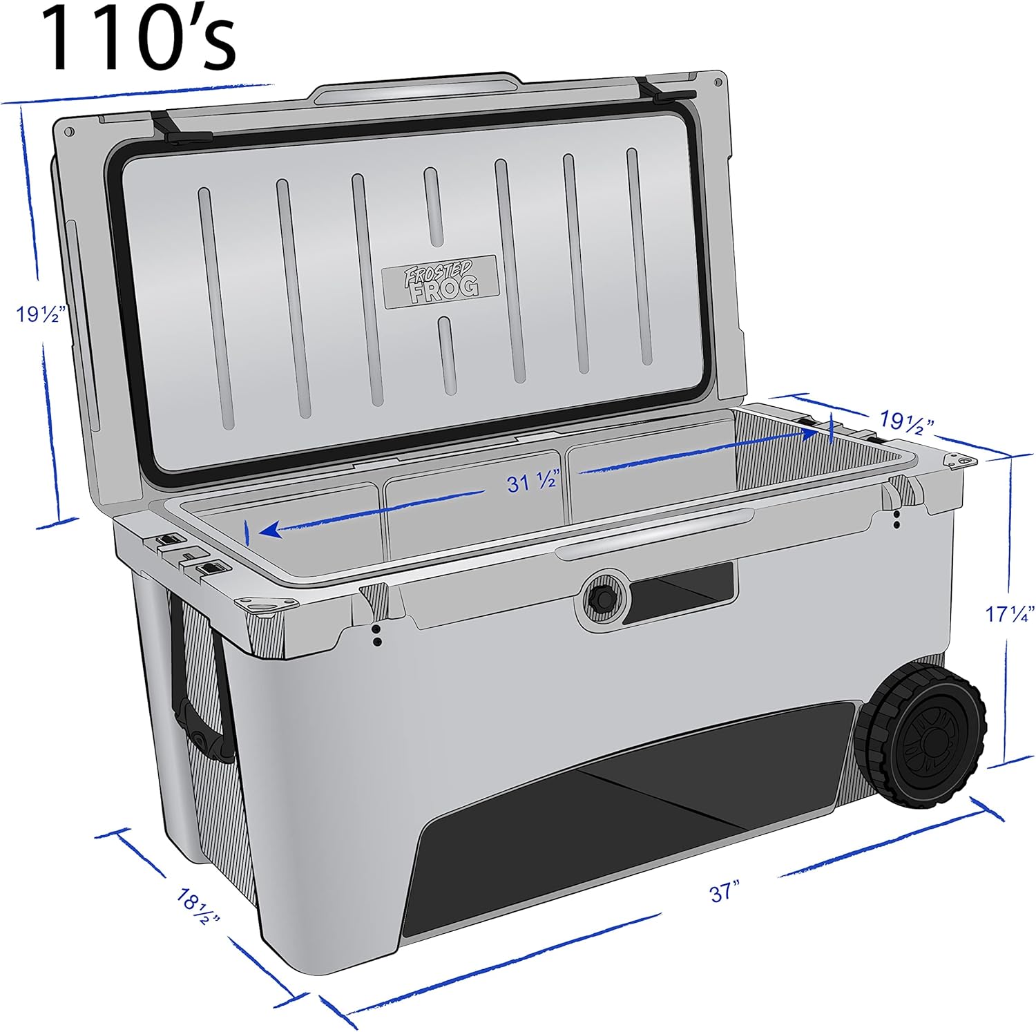 Original 110 Quart Ice Chest Heavy Duty High Performance Roto-Molded Commercial Grade Insulated Cooler with Wheels, Original Green