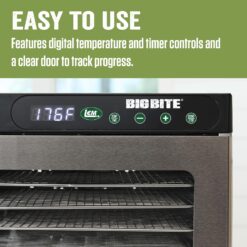 LEM Products BigBite 16-Tray Stainless Steel Dehydrator, Includes Dryer Machine and 16 Trays, Silver