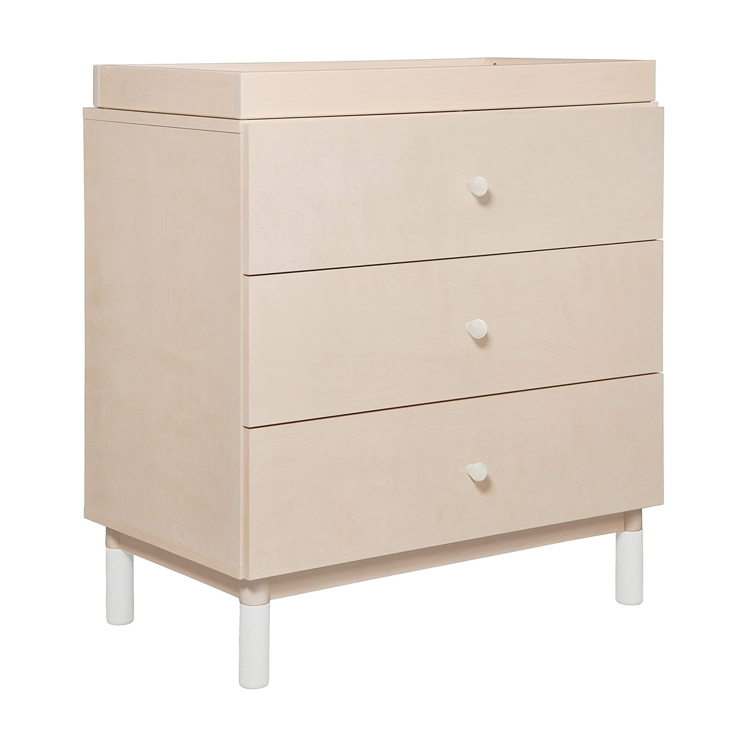 Babyletto Gelato 3-Drawer Changer Dresser with Removable Changing Tray in Washed Natural and White, Greenguard Gold Certified
