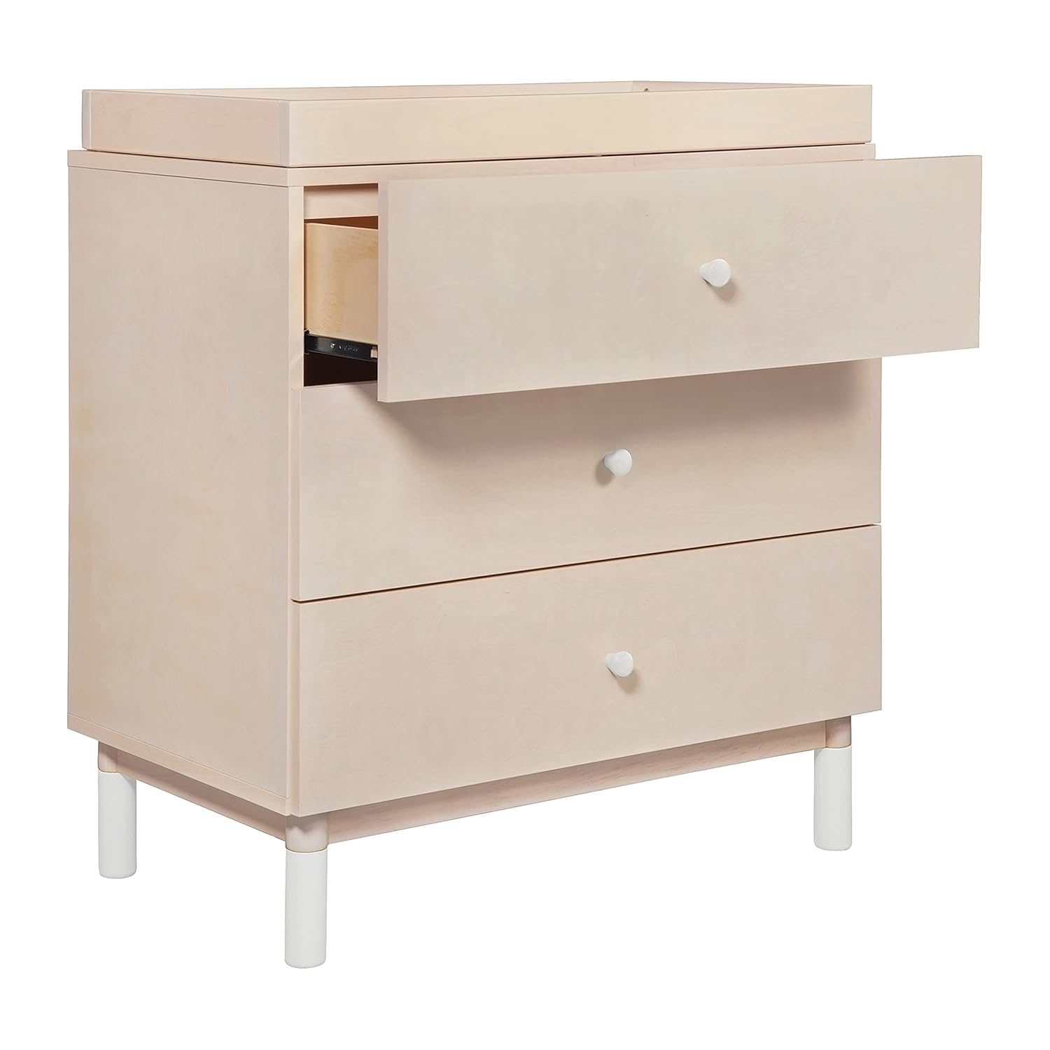Babyletto Gelato 3-Drawer Changer Dresser with Removable Changing Tray in Washed Natural and White, Greenguard Gold Certified