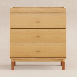Babyletto Gelato 3-Drawer Changer Dresser with Removable Changing Tray in Honey with Vegan Tan Leather Feet, Greenguard Gold Certified