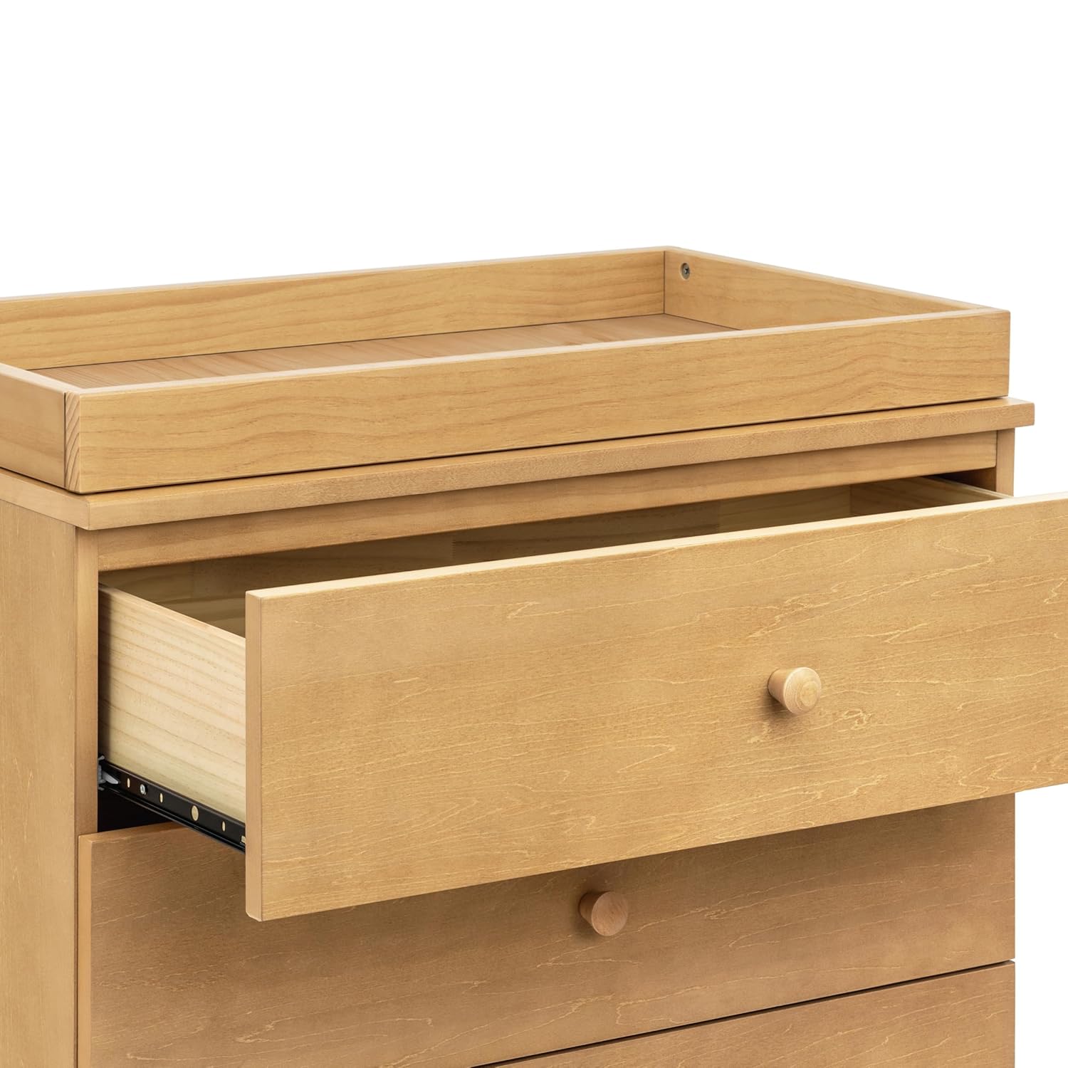 Babyletto Gelato 3-Drawer Changer Dresser with Removable Changing Tray in Honey with Vegan Tan Leather Feet, Greenguard Gold Certified