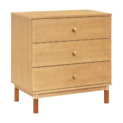 Babyletto Gelato 3-Drawer Changer Dresser with Removable Changing Tray in Honey with Vegan Tan Leather Feet, Greenguard Gold Certified