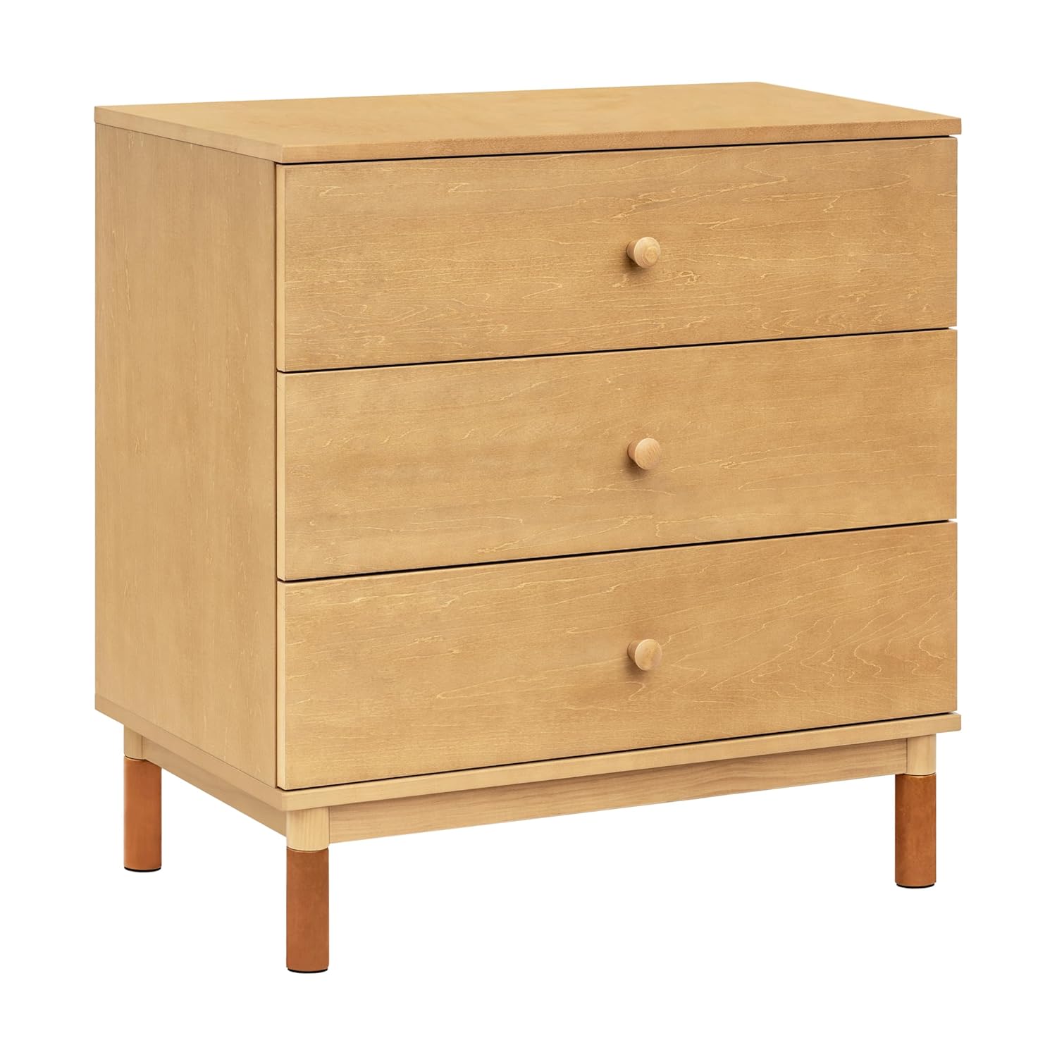 Babyletto Gelato 3-Drawer Changer Dresser with Removable Changing Tray in Honey with Vegan Tan Leather Feet, Greenguard Gold Certified