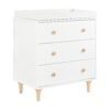 Babyletto Lolly 3-Drawer Changer Dresser with Removable Changing Tray in White and Natural, Greenguard Gold Certified