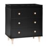 Babyletto Lolly 3-Drawer Changer Dresser with Removable Changing Tray, Black and Washed Natural
