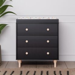 Babyletto Lolly 3-Drawer Changer Dresser with Removable Changing Tray, Black and Washed Natural