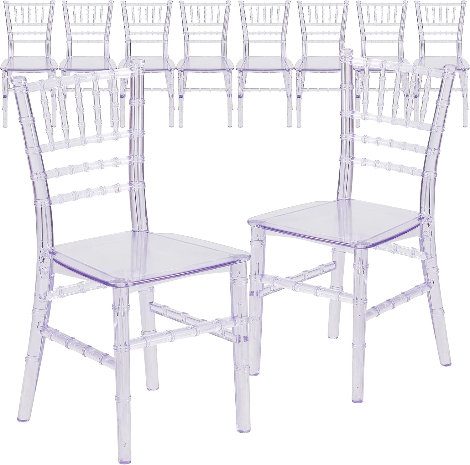 Flash Furniture HERCULES 10 Pack Children Transparent Crystal Resin Party and Event Chiavari Chair for Commercial & Residential Use