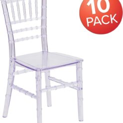 Flash Furniture HERCULES 10 Pack Children Transparent Crystal Resin Party and Event Chiavari Chair for Commercial & Residential Use