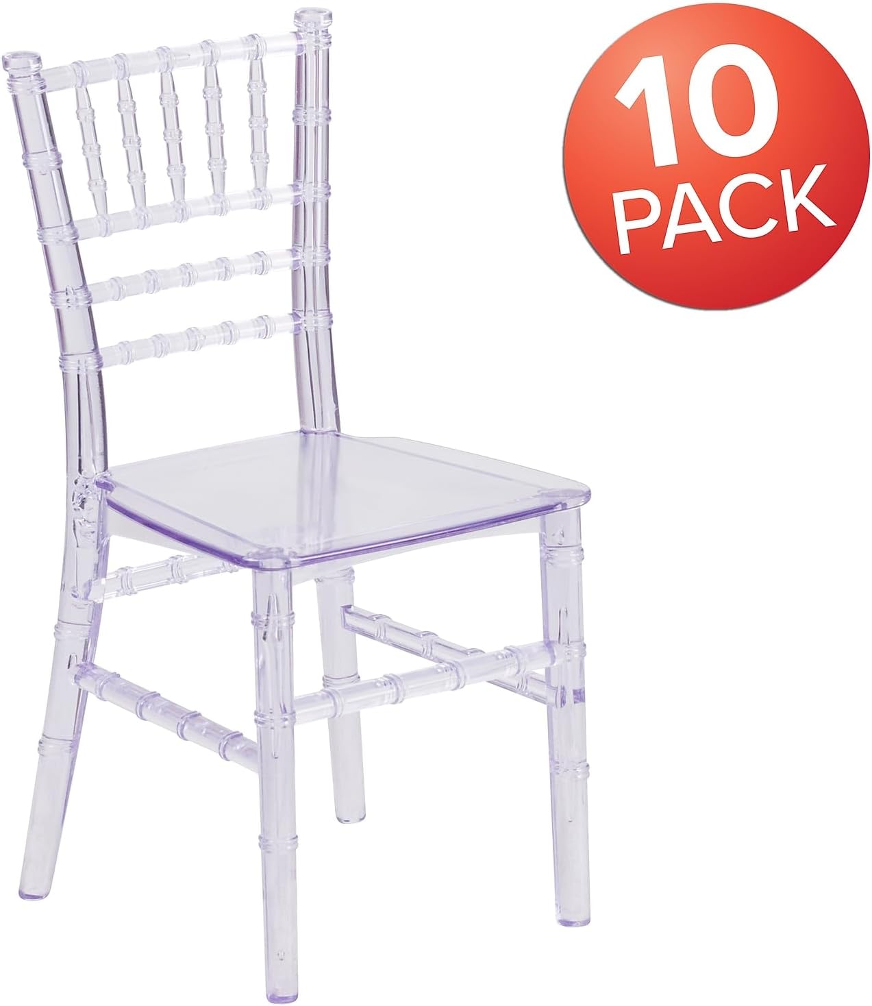 Flash Furniture HERCULES 10 Pack Children Transparent Crystal Resin Party and Event Chiavari Chair for Commercial & Residential Use