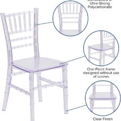 Flash Furniture HERCULES 10 Pack Children Transparent Crystal Resin Party and Event Chiavari Chair for Commercial & Residential Use