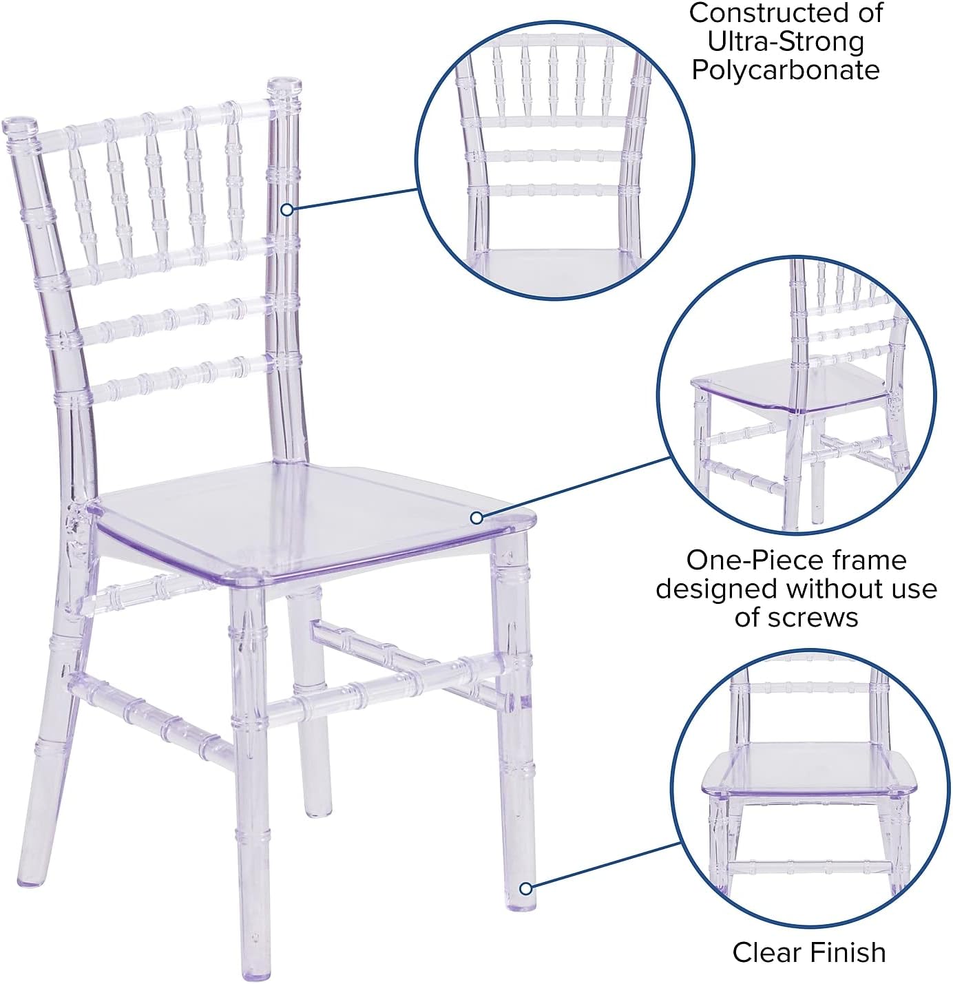 Flash Furniture HERCULES 10 Pack Children Transparent Crystal Resin Party and Event Chiavari Chair for Commercial & Residential Use