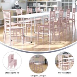 Flash Furniture Hercules Series Children's Resin Event Chairs, 330 lb. Static Weight Capacity, Set of 10, Pink