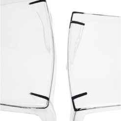 Fohfurniture FOH Set of 4 Large Clear Ghost Dining Chairs, Oval Back Stackable Acrylic Chairs, Circle-back Large