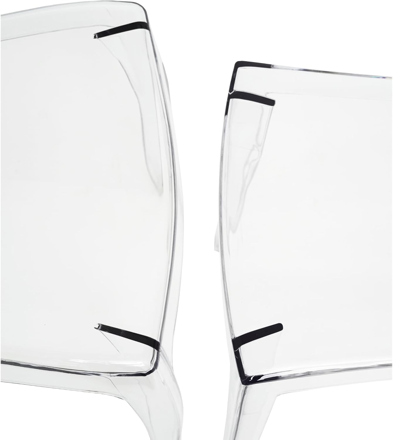 Fohfurniture FOH Set of 4 Large Clear Ghost Dining Chairs, Oval Back Stackable Acrylic Chairs, Circle-back Large
