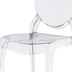Fohfurniture FOH Set of 4 Large Clear Ghost Dining Chairs, Oval Back Stackable Acrylic Chairs, Circle-back Large